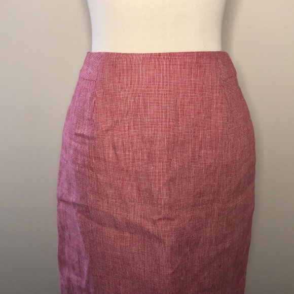 Talbots Irish Linen Red White Pencil Skirt size 4P - Picture 2 of 9